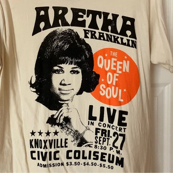 *NEW* ARETHA FRANKLIN The Queen Of Soul Beige T-Shirt L - Picture 3 of 5